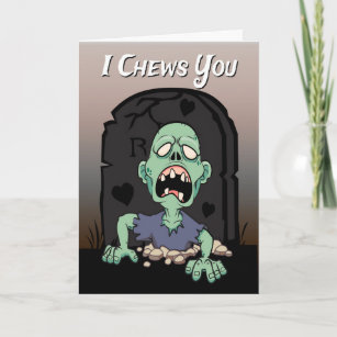 Cartão Zombie num cemitério para o dia do Namorados