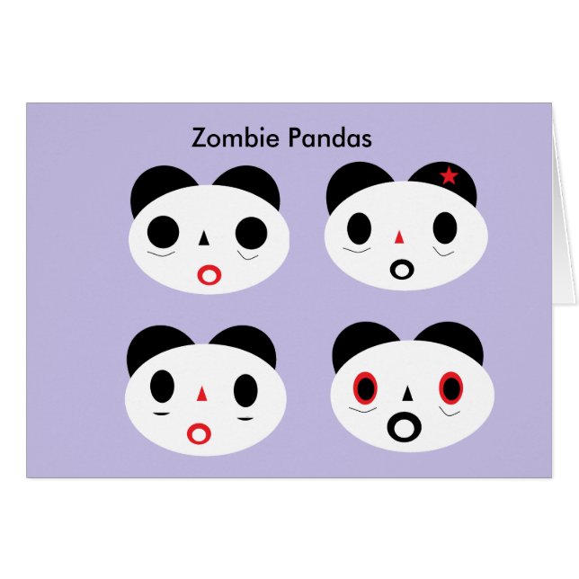 Cartão Zombie Panda hey (Frente Horizontal)