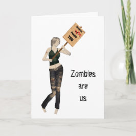 Cartão Zombie Pin Up Rapariga Protesto Que Eu Farei