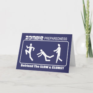 Cartão Zombie Preparedness Befriend Slow WHITE Design