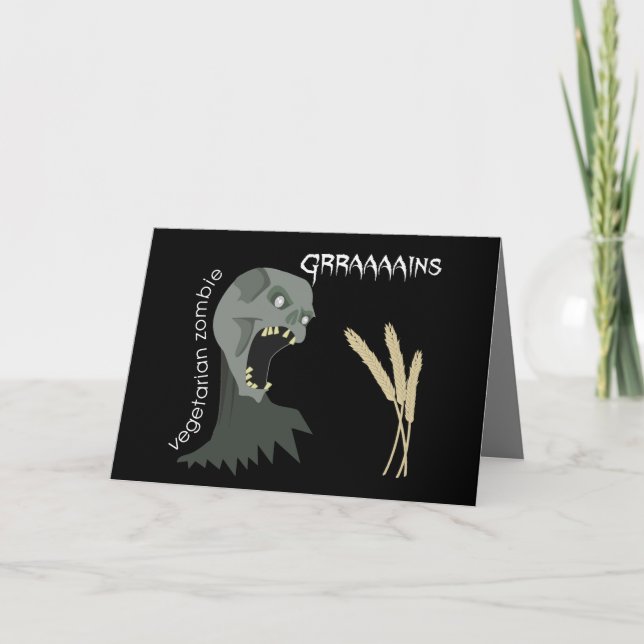Cartão Zombie vegetariana quer Graaaains! (Frente)