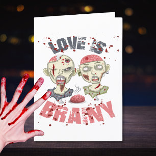 Cartão Zombies Love Is Brainy - Dia de as Bruxas engraçad