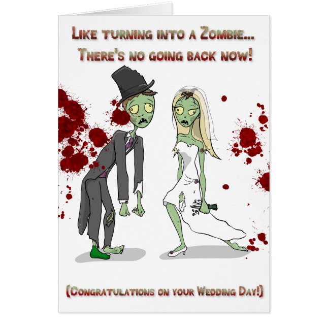 Cartão Zombis do dia do casamento (Frente)