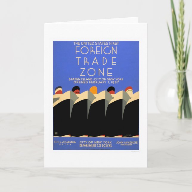 Cartão Zona de comércio externo WPA 1937 de NY (Frente)