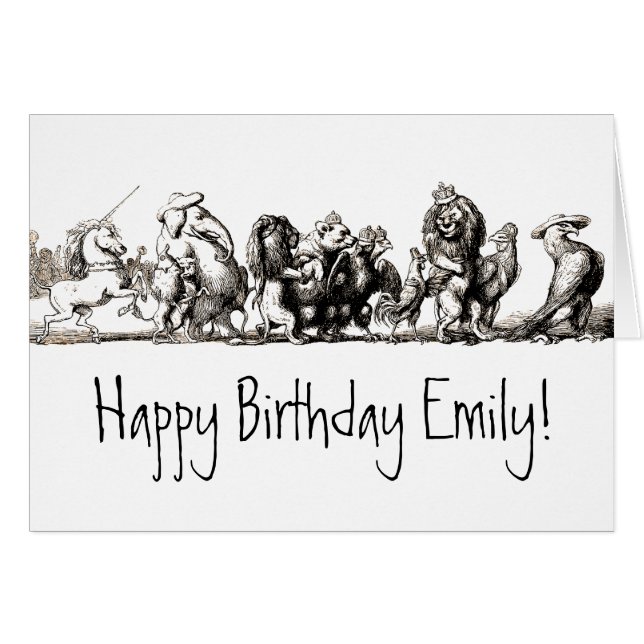 Cartão Zoo do Leão de Elefante de Corte Animal (Frente Horizontal)