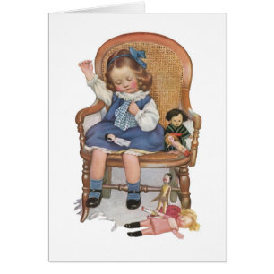 Cartão Zorras Sewing da menina