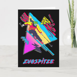 Cartão Zugspitze Retro Esquiador Esqui Design Inspirado 