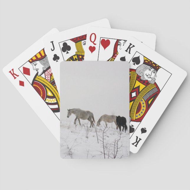 Cartas Clássicas de Baralho Cavalos na Neve (Verso)