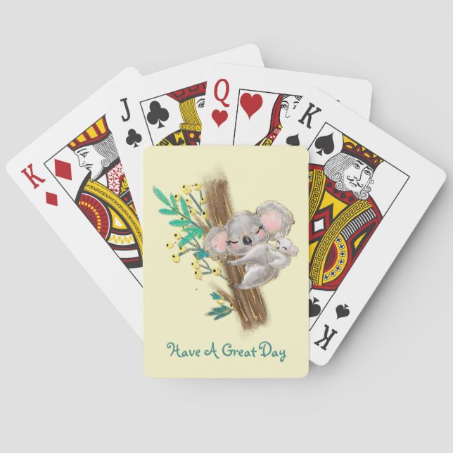 Cartas Clássicas de Baralho com Mãe e Bebê Coala (Verso)