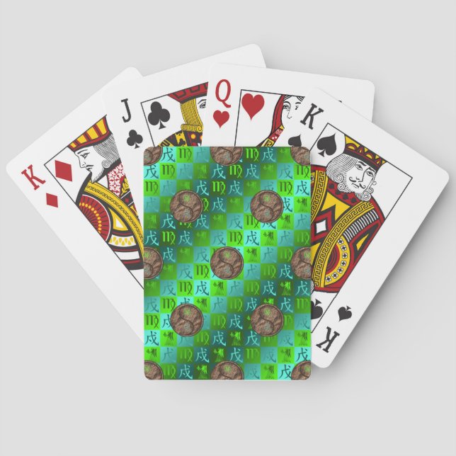 Cartas de Baralho Clássicas de Virgem e Cão da Ter (Verso)