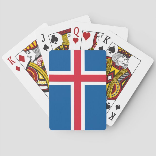 Cartas de Baralho com a bandeira da Islândia (Verso)