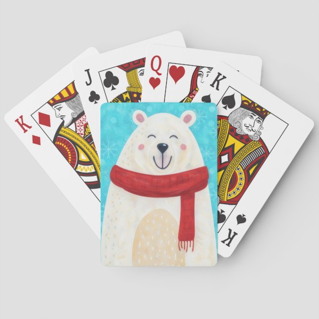 Cartas de Baralho com Arte de Férias de Urso Polar (Verso)