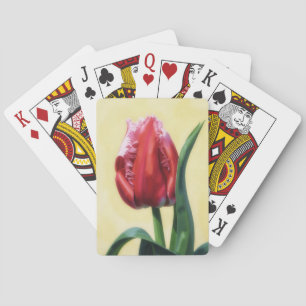 Cartas de Baralho com Arte de Tulipa Rosa-Vermelha
