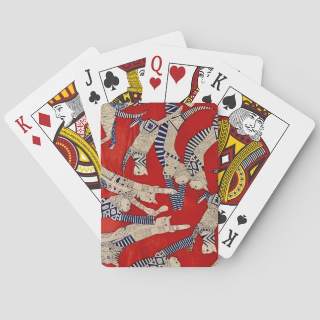 Cartas de Baralho com Design de Tecido Felino Vint (Verso)