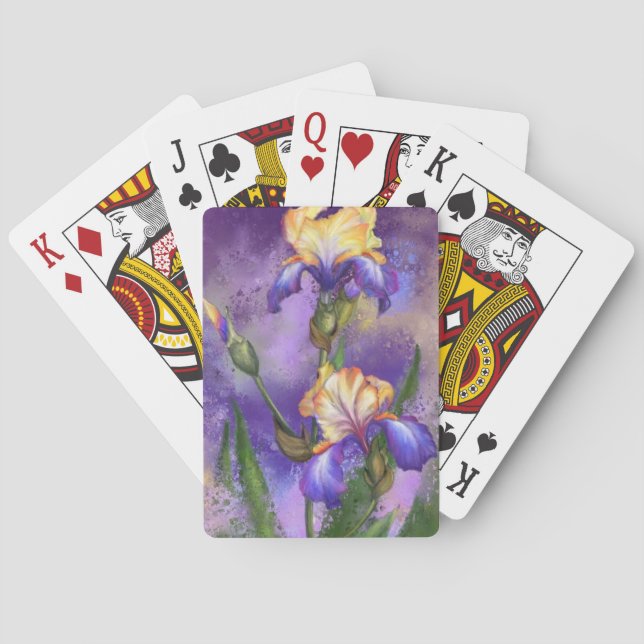 Cartas de Baralho com Flor de Íris (Verso)