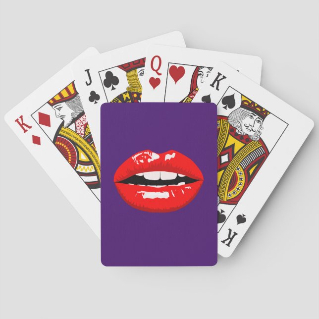 Cartas de Baralho com Lábios Vermelhos Lustrosos (Verso)