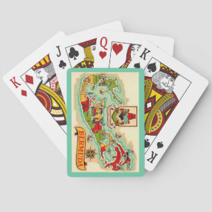Cartas de Baralho com Mapa Antigo Clássico das Ber