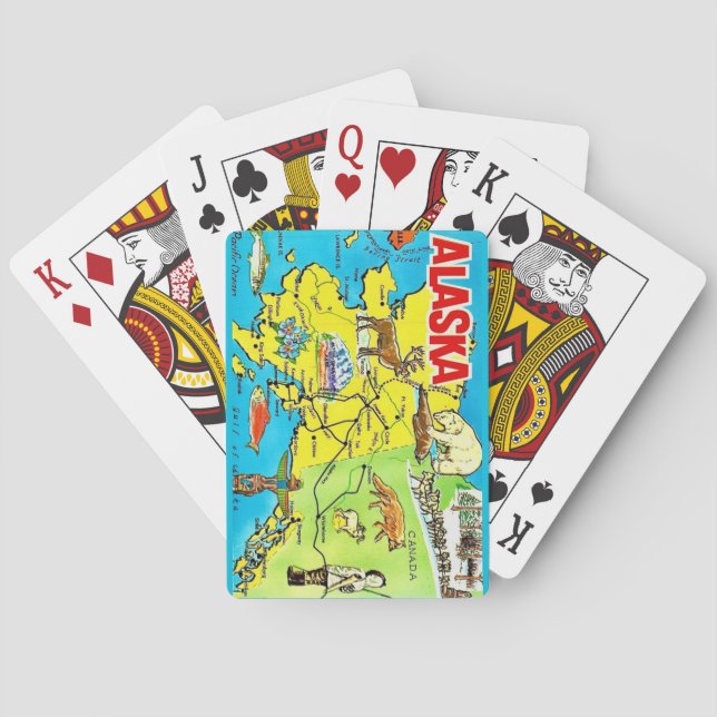 Cartas de Baralho com Mapa Antigo do Alasca (Verso)
