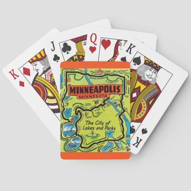 Cartas de Baralho com Mapa de Minneapolis Minn (Verso)