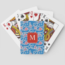Cartas de Baralho com Monograma Azul Real do Yacht