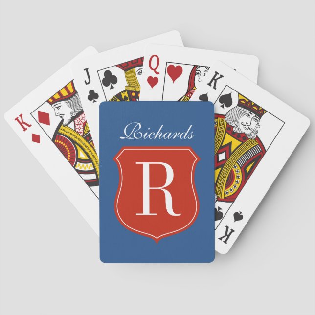 Cartas de baralho com monograma personalizado do a (Verso)