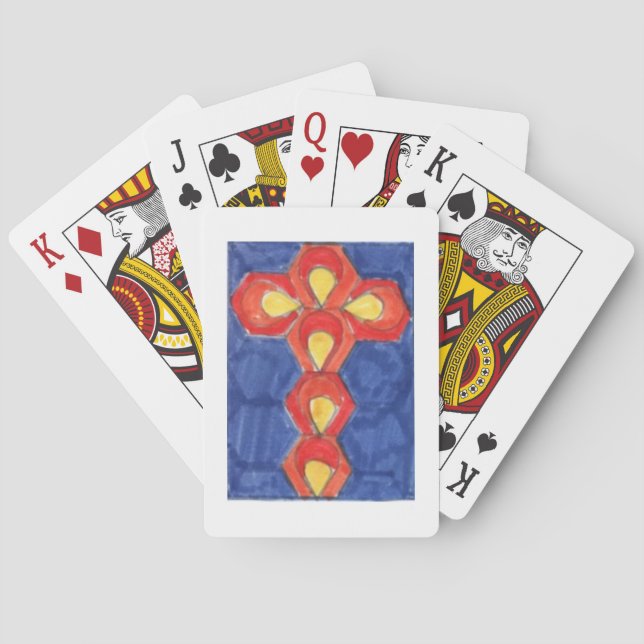Cartas de Baralho com Motivo de Cruz (Verso)