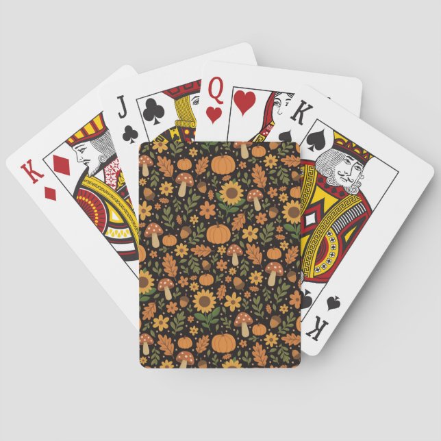 Cartas de Baralho com Padrão Rústico de Outono Des (Verso)