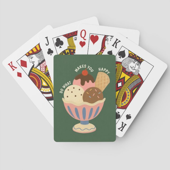 Cartas de Baralho Cute Retro Ice Cream Sundae (Verso)