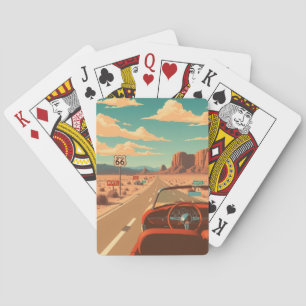 Cartas de Baralho da Rota 66 Viagem Vintage Estrad