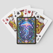 Cartas de Baralho de Água-Viva em Vidro Pintado