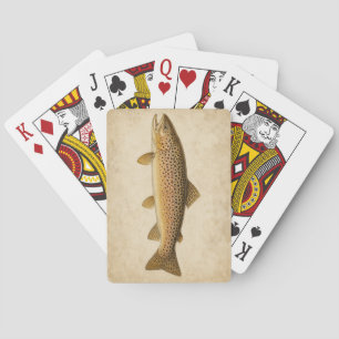 Cartas de Baralho de Aquarela de Truta Marrom Vint