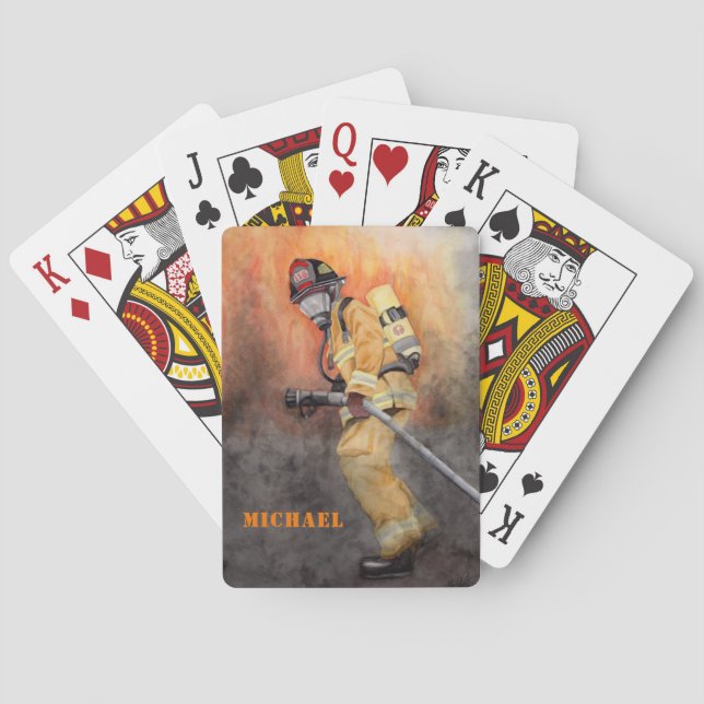Cartas de Baralho de Bombeiro Aquarela (Verso)