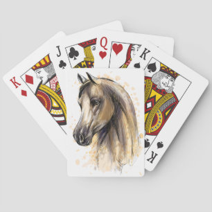 Cartas de Baralho de Cavalos em Aquarela Western
