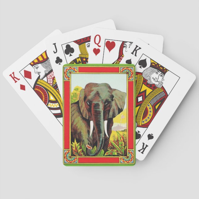 Cartas de Baralho de Elefante Vintage (Verso)