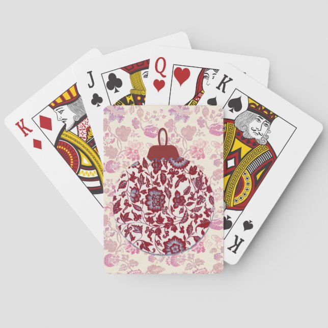 Cartas de Baralho de Férias de Natal em Rosa e Azu (Verso)