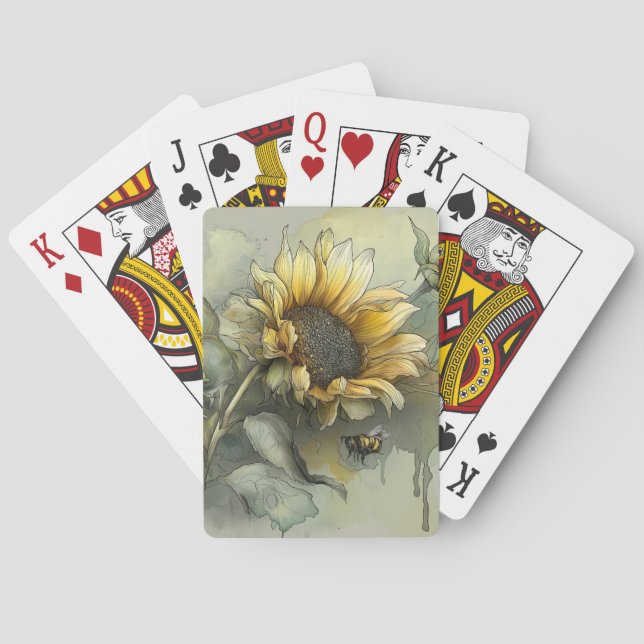 Cartas de Baralho de Girassol e Abelha (Verso)