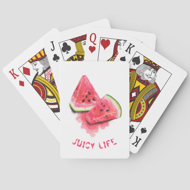 Cartas de Baralho de Melancia com Texto e Cores Pe (Verso)