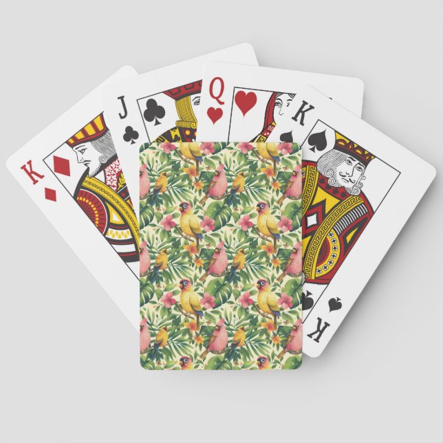 Cartas de Baralho de Pássaros e Flores Tropicais (Verso)