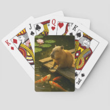 Cartas de Baralho do Capivara Zen no Lago de Koi