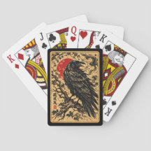 Cartas de Baralho do Corvo Japonês com Tinta