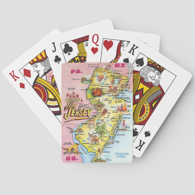 Cartas de Baralho do Mapa Colorido de Nova Jersey (Verso)