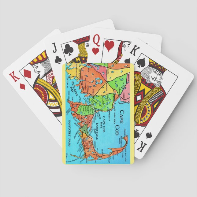 Cartas de Baralho do Mapa Colorido Vintage de Cape (Verso)