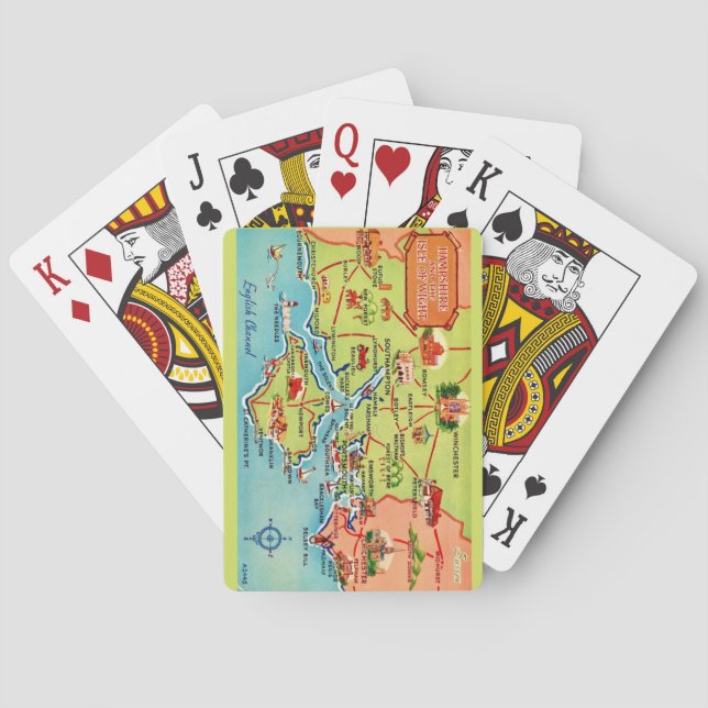 Cartas de Baralho do Mapa de Hampshire e Ilha de W (Verso)