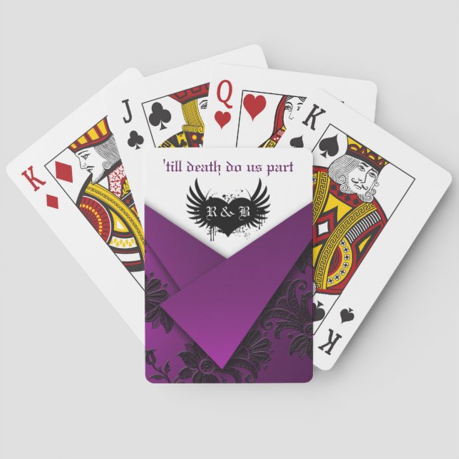 Cartas de Baralho Florais Brancas, Pretas e Roxas  (Verso)