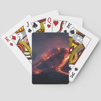 Cartas de Baralho Fluxo de Lava de Vulcão em Erupç