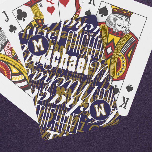 Cartas de Baralho Legais com Nome - Monograma Azul (Criador carregado)