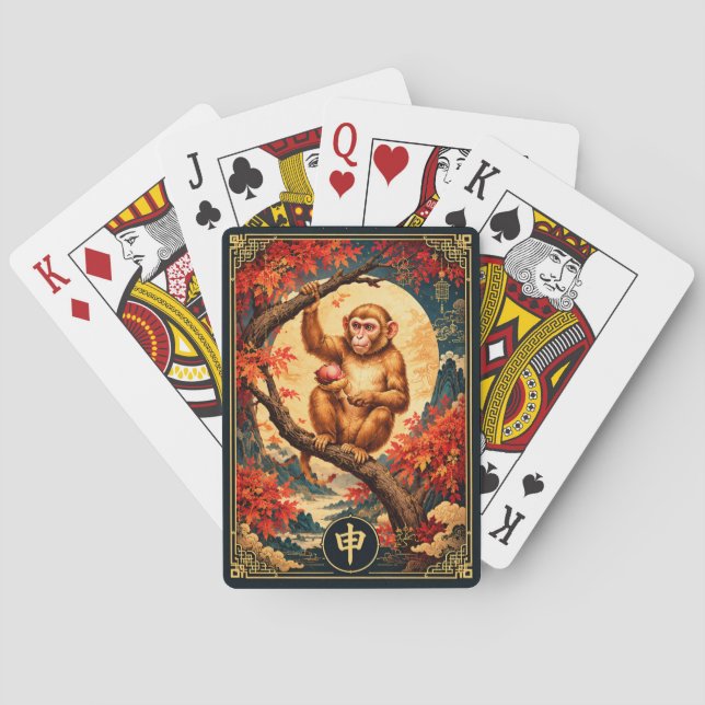Cartas de Baralho Lua Dourada do Macaco do Zodíaco (Verso)