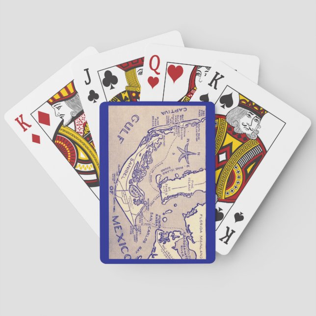 Cartas de Baralho Mapa de Sanibel Captiva (Verso)