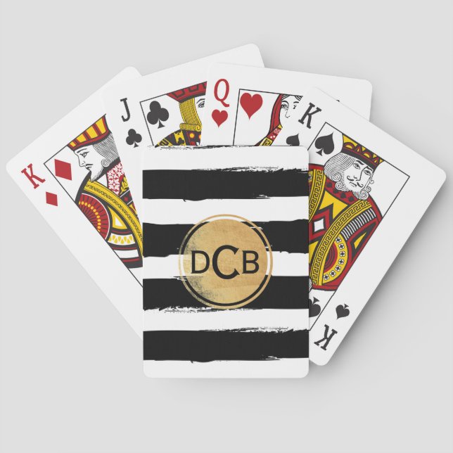Cartas de Baralho Monograma Preto e Dourado (Verso)