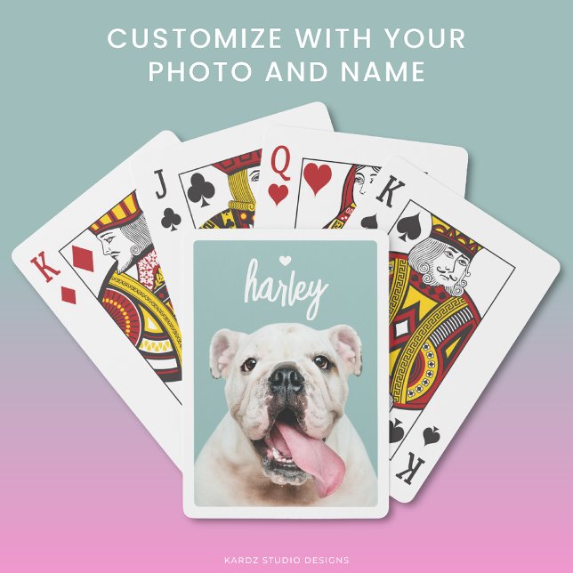 Cartas de Baralho Personalizadas com Nome e Foto d (Add your pet's photo and name, or leave the name empty.)